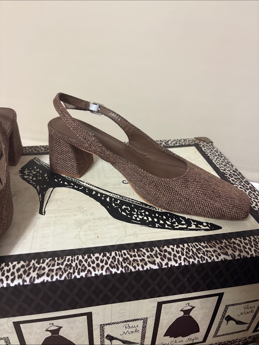 Cider Textured Brown Slingback Block Heels